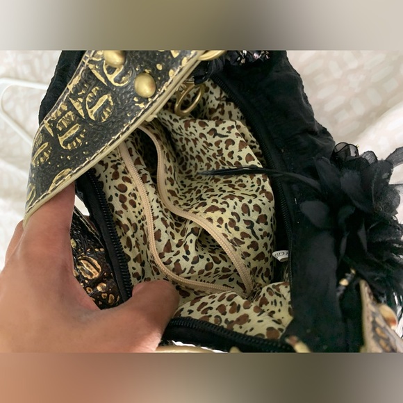 Vintage Y2K Mini Hand Black Bag with Jems, Beads and feathers | Festival… - Picture 9 of 12